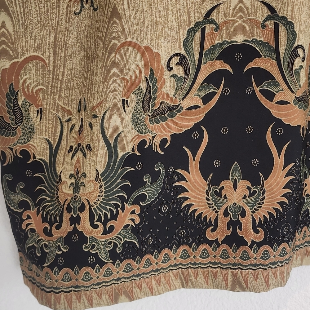 Vintage 7 Diamonds Mens Batik Pattern Button Up Shirt Short Sleeve Brown Size L - Picture 5 of 9